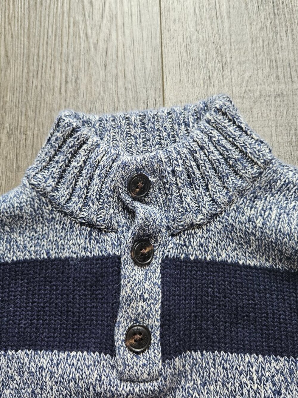 Polo Ralph Lauren Boys Size 7 Button Collar Sweater Navy Blue Striped Knit 7 - Picture 3 of 7